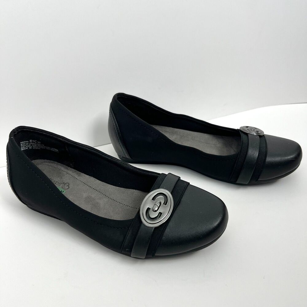 Baretraps "Miana" Comfort Memory Foam Slip-On Ballet Black Shoes Flats 6.5W